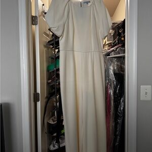 Cream Short-Sleeve Maxi Dress